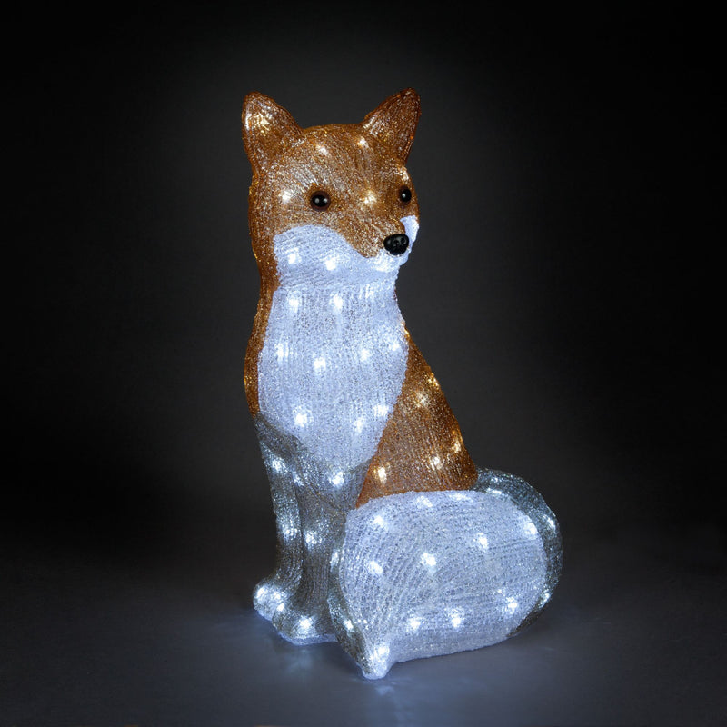 54cm Acrylic Fox with 100 Ice White LEDs