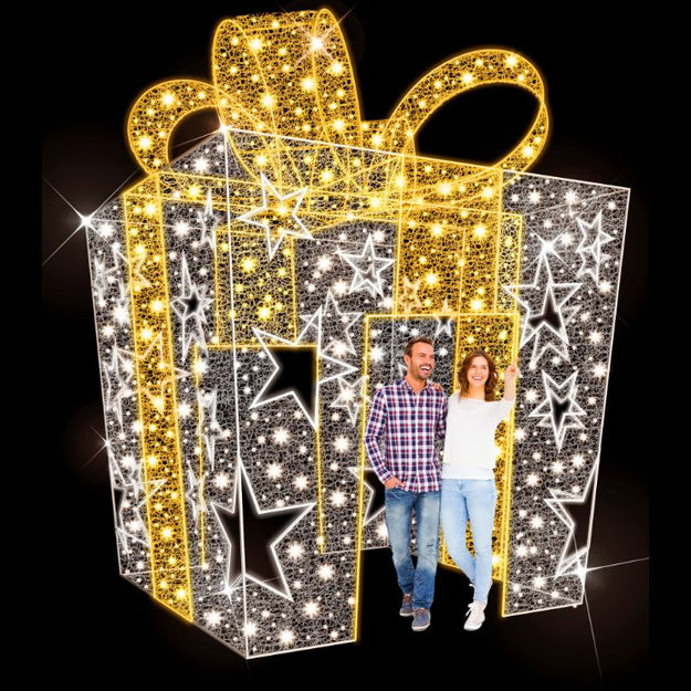 4m 3D Gift Box Archway Entrance Commercial Christmas Present Display