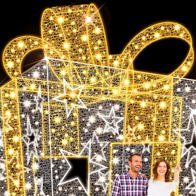 4m 3D Gift Box Archway Entrance Commercial Christmas Present Display