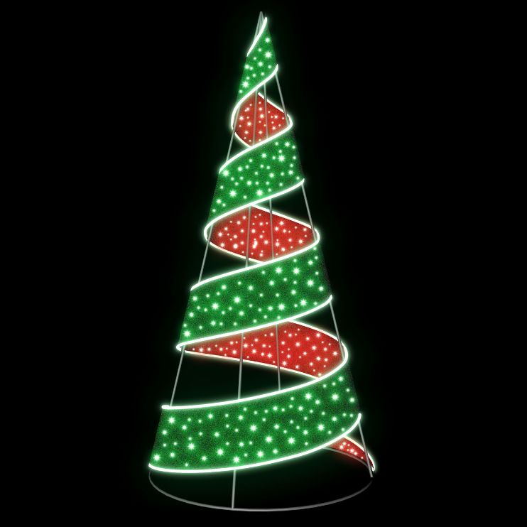 1.8m Red & Green 3D Spiral Tree Commercial Christmas Display