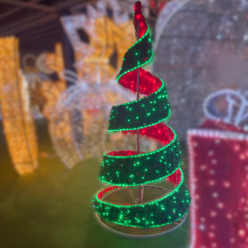 1.8m Red & Green 3D Spiral Tree Commercial Christmas Display