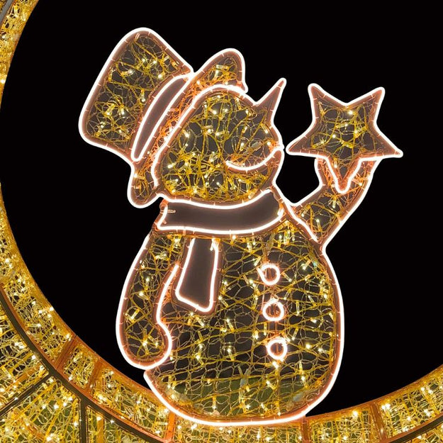 2m Crescent Moon with Snowman Commercial Christmas Display