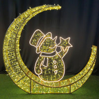 2m Crescent Moon with Snowman Commercial Christmas Display - 3