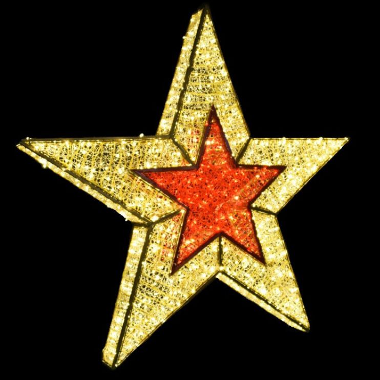 1.2m Warm White & Red Star Commercial Christmas Display