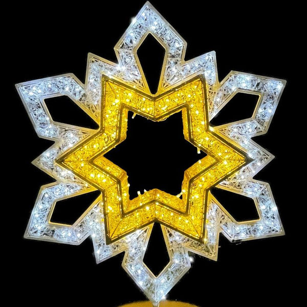 3m White & Gold Standing Snowflake Commercial Christmas Display