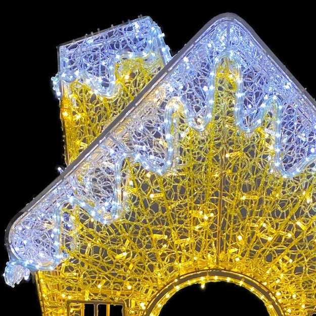 1.2m 3D Snowy Cottage Archway Entrance Commercial Christmas Display
