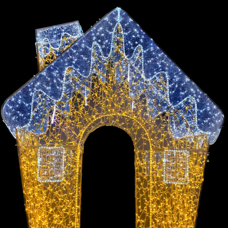 3.5m 3D Snowy Cottage Archway Entrance Commercial Christmas Display