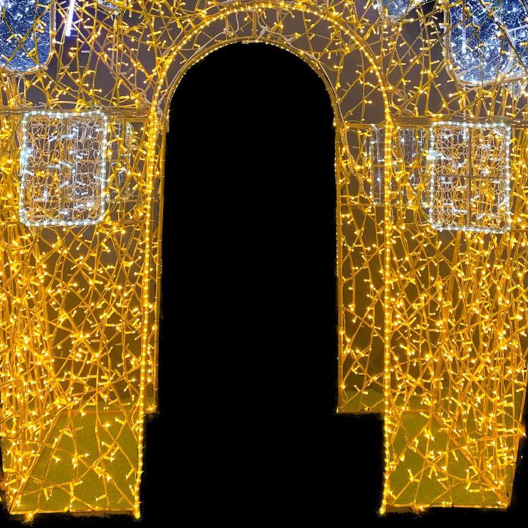 3.5m 3D Snowy Cottage Archway Entrance Commercial Christmas Display
