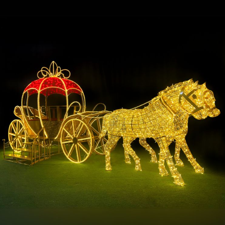 3.3m 3D Carriage & Horses Commercial Christmas Seating Display