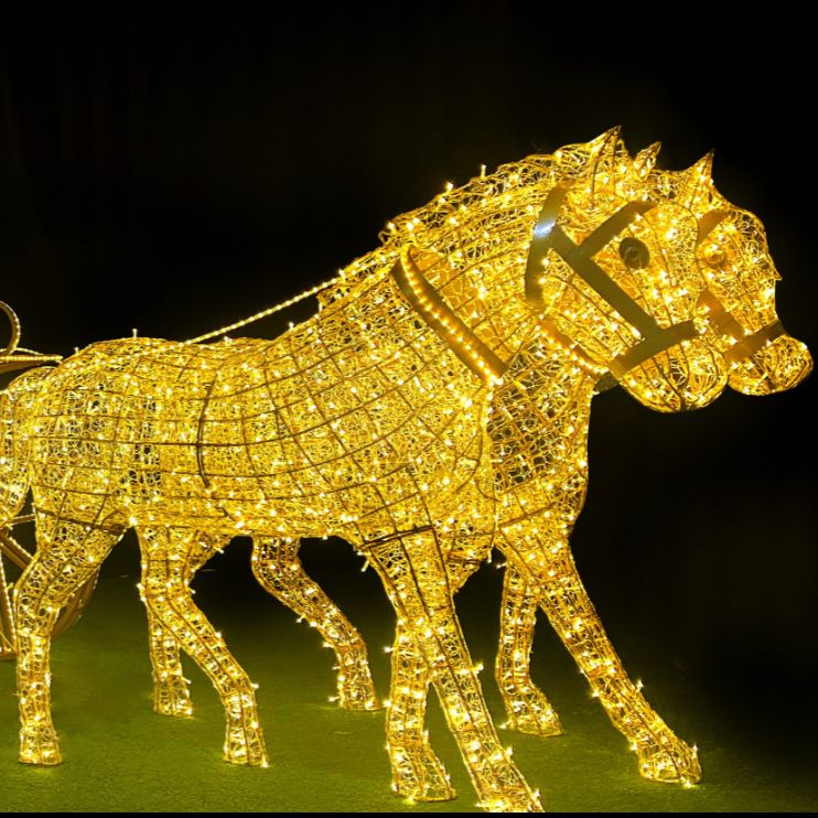 3.3m 3D Carriage & Horses Commercial Christmas Seating Display