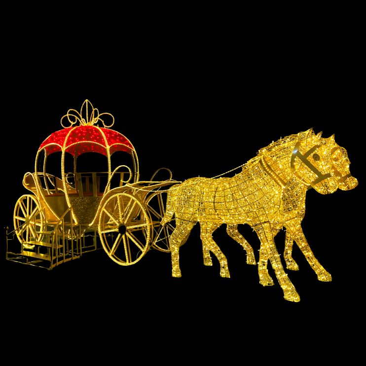3.3m 3D Carriage & Horses Commercial Christmas Seating Display