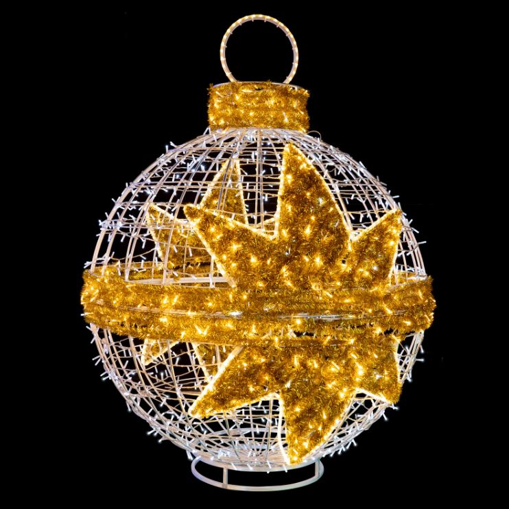 2.1m White & Gold Star Bauble Ball Commercial Christmas Display