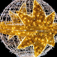2.1m White & Gold Star Bauble Ball Commercial Christmas Display - 2