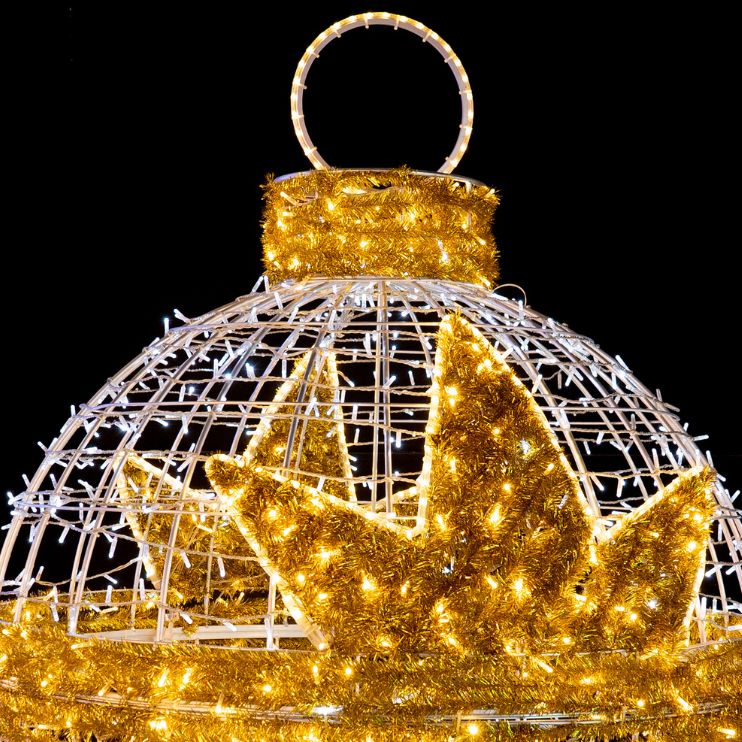 2.1m White & Gold Star Bauble Ball Commercial Christmas Display