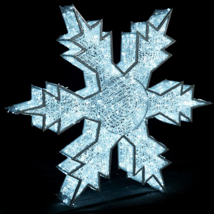1.7m Ice White Standing Snowflake Commercial Christmas Display