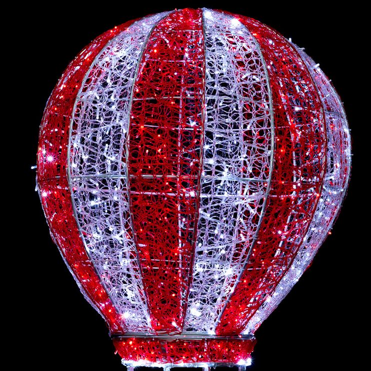 1.6m Candy Cane Stripe Hot Air Balloon Commercial Christmas Lighting Display