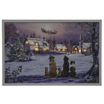 60cm Dogs Watching Santa LED Lit Wall Art Christmas Canvas