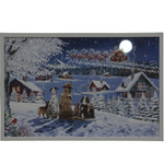 60cm Dogs Watching Santa LED Lit Wall Art Christmas Canvas