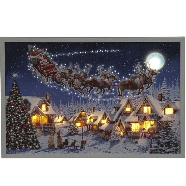 60cm Christmas Eve LED Lit Wall Christmas Canvas