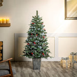 5ft New Jersey Spruce Pre Lit Potted Artificial Christmas Tree