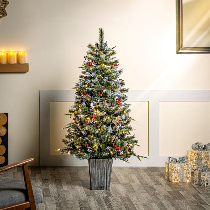 5ft New Jersey Spruce Pre Lit Potted Artificial Christmas Tree