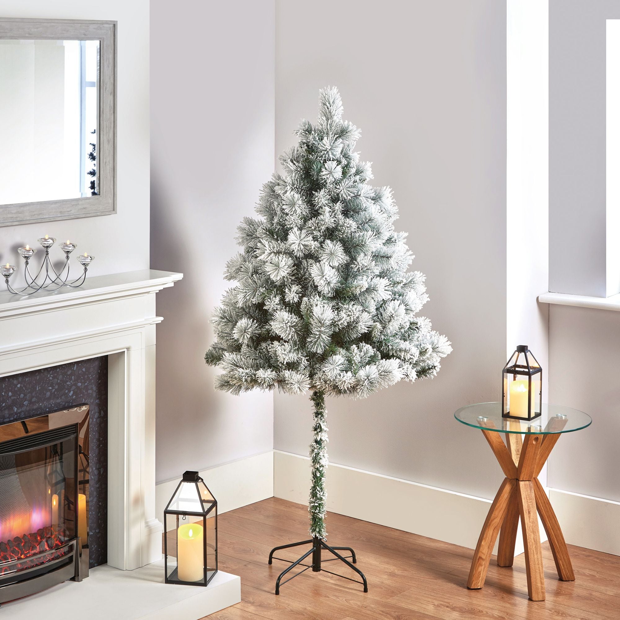 6ft Snow Flocked Parasol Artificial Christmas Tree