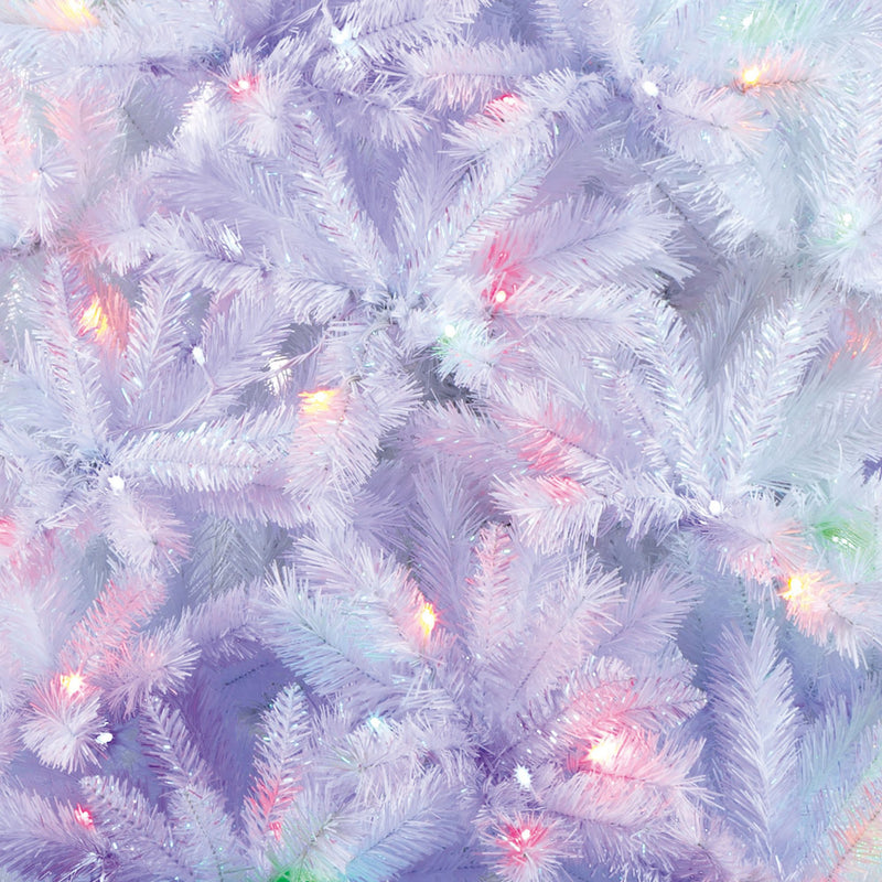 7ft White Spruce Christmas Tree with 400 Multi Coloured LEDs