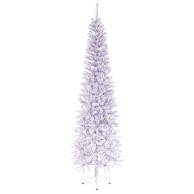 6.6ft White Spruce Pencil Pine Artificial Christmas Tree with Metal Stand
