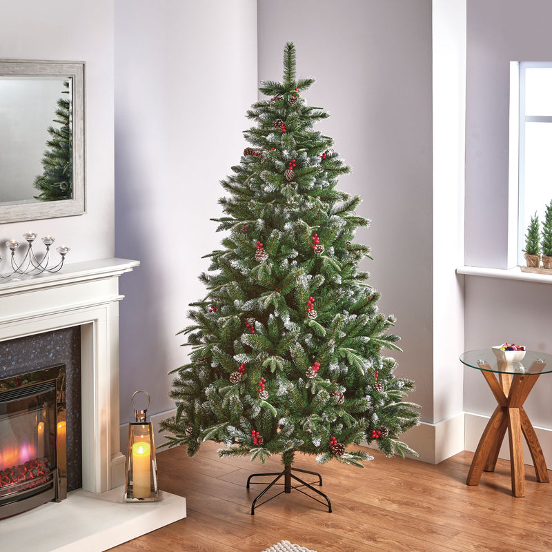 7ft New Jersey Spruce Artificial Christmas Tree with Berries and Cones