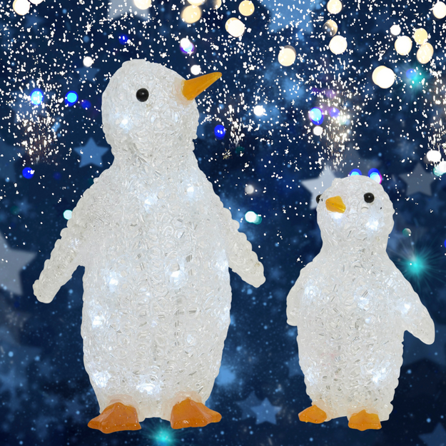 Soft Acrylic Mummy and Baby Penguin Set