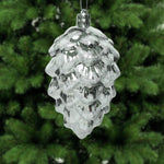 Pack of 6 Silver Pinecone with Glitter Christmas Tree Decorations