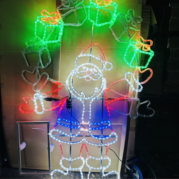 2m Santa Juggling Christmas Presents Animated Neon Rope Light Display