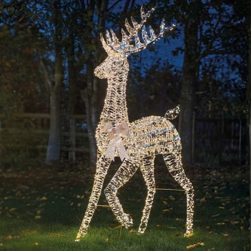 1.8m Gold Twist Stag Warm White LED Christmas Silhouette