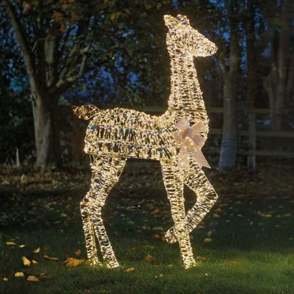 1.2m Gold Twist Doe Warm White LED Christmas Silhouette