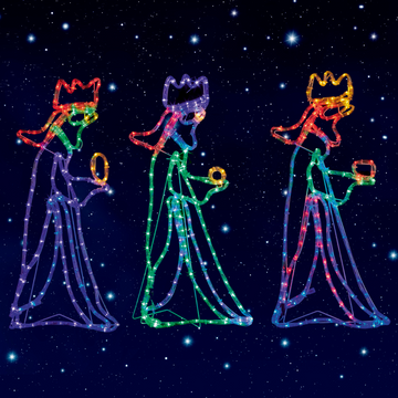 Three Wise Men Christmas Nativity Rope Light Silhouette