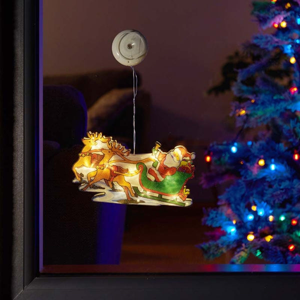 InLit Vintage Santa Sleigh Window Display Silhouette