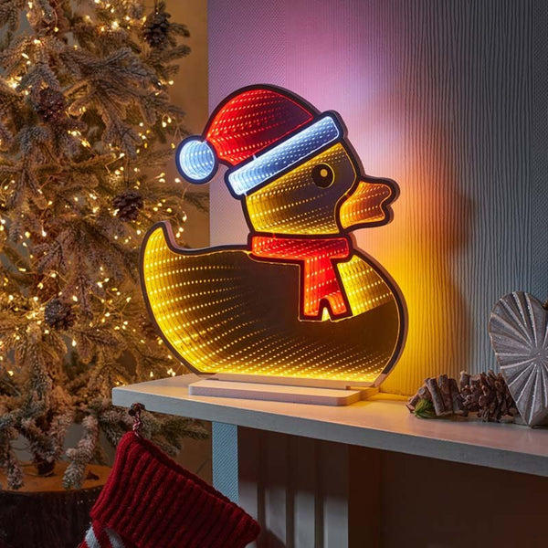 35cm Festive Rubber Duck Magical Christmas Infinity Light