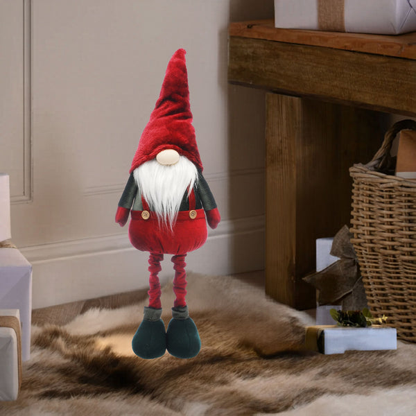 87cm Red and Green Plush Standing Christmas Gonk in Red Hat