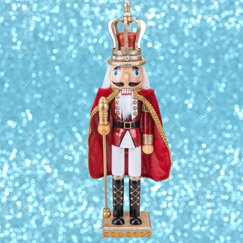 41cm Royal King with Crown Wooden Christmas Nutcracker