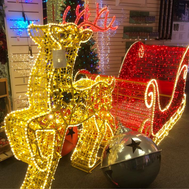1.75m Lit Giant Leaping Reindeer Christmas Display Prop