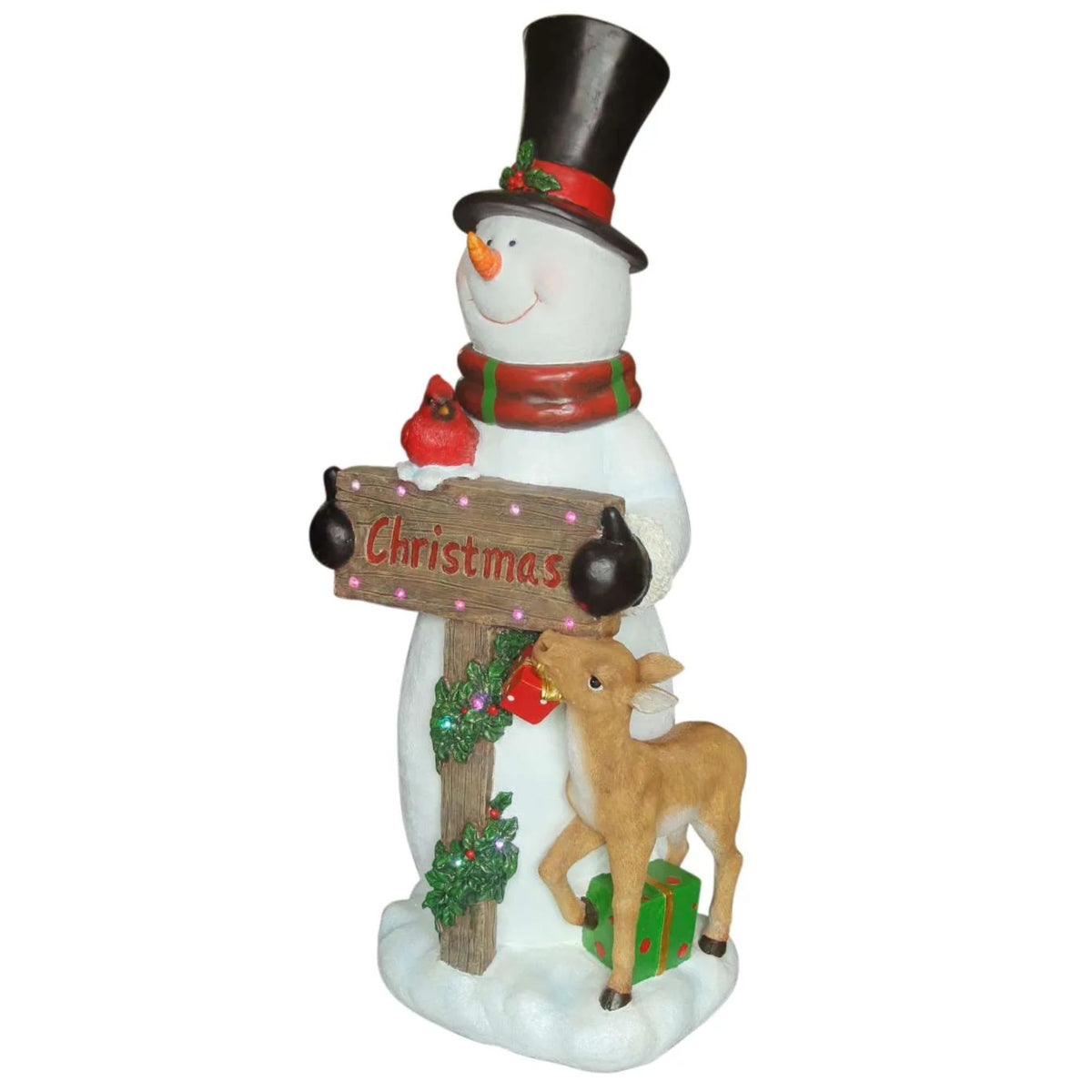 1m Friendly Snowman with Pet Fawn Commercial Christmas Display
