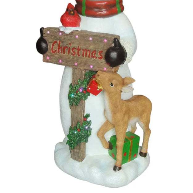 1m Friendly Snowman with Pet Fawn Commercial Christmas Display