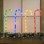 Set of 4 62cm Multi Coloured Candy Cane Stake Christmas Path Finder Lights