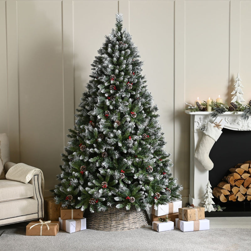 6ft River View Frosted Fir with Pinecones and Berries Christmas Tree