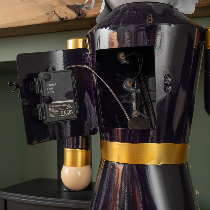 4ft Navy and Gold In Lit Christmas Nutcracker Guard