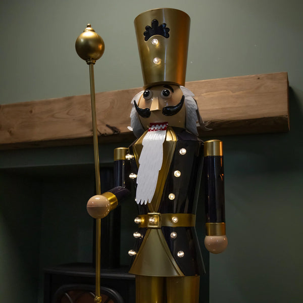 4ft Navy and Gold In Lit Christmas Nutcracker Guard