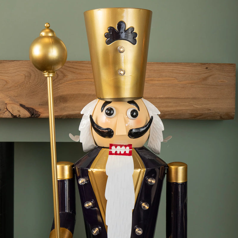 4ft Navy and Gold In Lit Christmas Nutcracker Guard