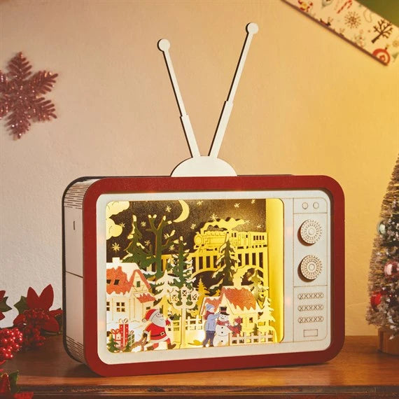 InLit Santa's TeleTown Wooden Christmas Scene