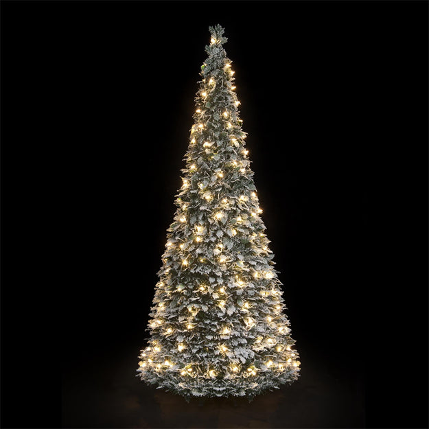 6ft Pre Lit Snow Flocked Holly Pop Up Christmas Tree with 250 Warm White Lights