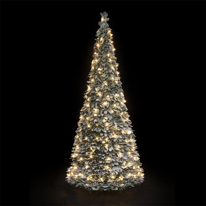 10ft Giant Pre Lit Snow Flocked Holly Pop Up Christmas Tree with 500 Warm White Lights